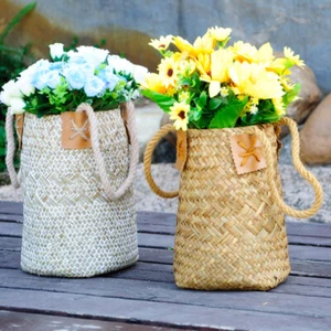 Flower Pot Holder Sea Grass Basket Small Woven Indoor Natural Seagrass Laundry - Picture 1 of 11