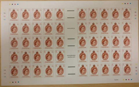Gibraltar Scott #1420 & 25 Sheetlet of 50 Imperf stamps - Queen Elizabeth II MNH Cover