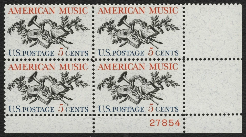 #1252 5c American Music, Plate Block [27854 LR] Mint **ANY 5=FREE SHIPPING** - Image 1 of 1