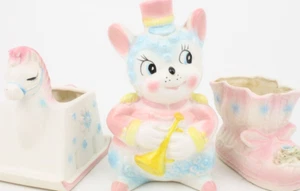 Inarco Cute Baby Girl Planters Pink Blue Rocking Horse Lamb Sheep Trumpet Shoe - Picture 1 of 17