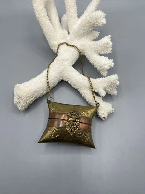 Antique Hammered Brass Pillow Purse Copper & Gold Flapper Era #258 - Image 1 of 4