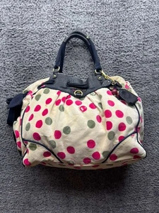 Vintage Y2k Juicy Couture Daydreamer Velour Polka Dot Shopper Handtasche Creme - Bild 1 von 13