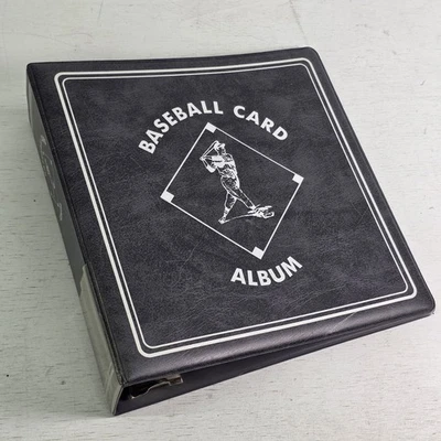 Álbum de tarjetas de béisbol vintage de los 90 deportes carpeta de 3" anillo en D resistente gris oscuro de colección Foto 1 de 4