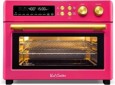 VAL CUCINA 10-IN-1 Air Fryer Toaster Oven Combo - Barbie Pink (Renewed) - Image 1 of 4