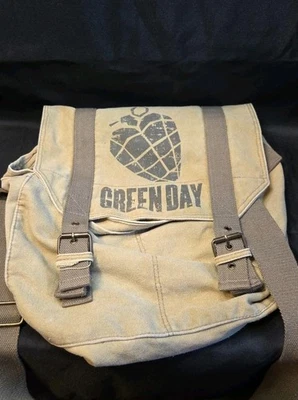 Bolso Mensajero Vintage Green Day Caqui 2009 American Idiot Bioworld Concierto Mercancía Foto 1 de 4