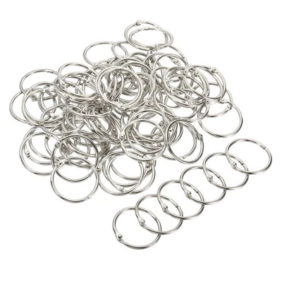 100 piezas anillos aglutinantes de 1,5" de diámetro anillos de hoja suelta de metal desmontables, tono plata Foto 1 de 4