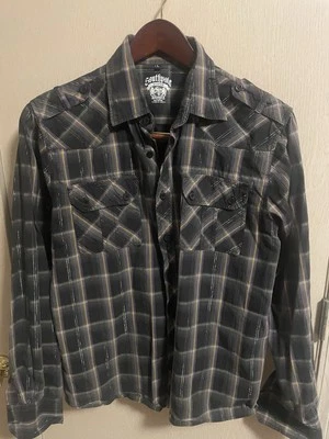 Southpole Shirt Mens Black Plaid Long Sleeve Button Up, Large South Pole.     C2 - Image 1 of 4