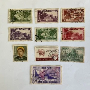 10 Vietnam stamps~1951-55~Empress Nam Phương~UPU~Imperial palace~turtle~phoenix - Picture 1 of 8