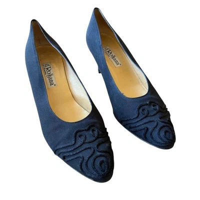 D’ROSSANA CHARNA PUMPS SATIN VINTAGE SOUTACHE EMBROIDERY WEDDING EVENING 11 - Image 1 of 4