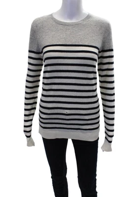 Vince Womens Cashmere Long Sleeve Round Neck Stripe Knit Sweater White Size M - Image 1 of 4