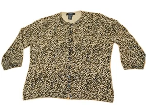 Cárdigan de seda Silx By August 3/4 para mujer talla X LG estampado de leopardo informal suave - Imagen 1 de 6