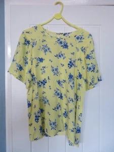 Damen gelbes Top mit blauen Blumen Gr. 16 - Bild 1 von 4