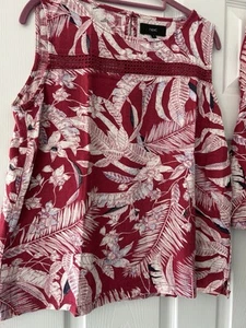 Next Red White Linen Top and Short Skirt Size 14 Co-Ord Great 2 Piece Set - Picture 1 of 11