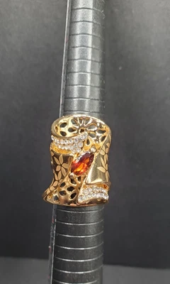 New Size 10 Women's Statement Ring Stone Rose Gold Trendy Unique Floral Filigree - Image 1 of 4