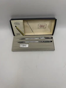 Vintage Cross Pen And Pencil Set - Lustrous Chrome 3501 In Box - Picture 1 of 4
