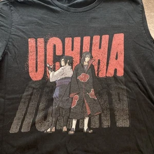 Retro Uchiha Anime T-Shirt Black Size Med Shirt Sleeve - Picture 1 of 9