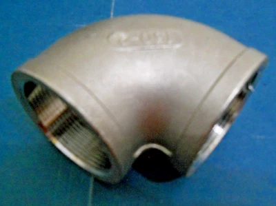 90-DEGREE ELBOW 2" Class 150 MB304  Stainless Steel Threaded Pipe Fitting - Image 1 of 3