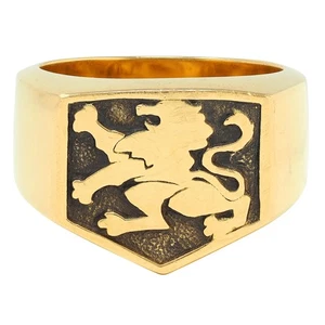 Dunhill 2000's 18 Karat Yellow Gold Heraldic Lion Intaglio Unisex Signet Ring - Picture 1 of 10