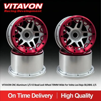 Vitavon CNC Aluminum 1/5 Bead Lock Wheel 70MM Wide For Vekta Losi Baja 5B,DBXL - Image 1 of 4
