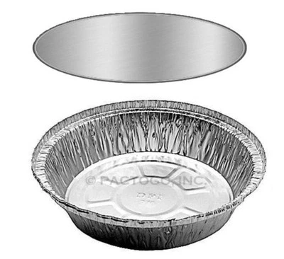 7" Round Aluminum Foil Take-Out Pan + Board Lids 100 Sets -Disposable Containers - Image 1 of 4