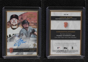 2020 Topps Gold Label Gold Label Framed Auto Logan Webb #GLA-LW Rookie Auto RC