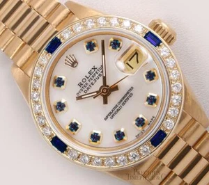 Rolex Lady 18k President 26 mm - esfera blanca de zafiro sin trapear - bisel de diamantes de zafiro de 18 k - Imagen 1 de 7