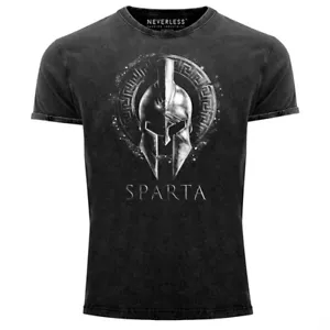Herren Vintage Shirt Aufdruck Sparta Helm Krieger Warrior Printshirt T-Shirt - Bild 1 von 3