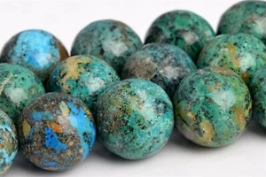 "Cuentas sueltas redondas verdes y azules genuinas de 12 mm verde y azul grado AAA 15,5" - Imagen 1 de 3