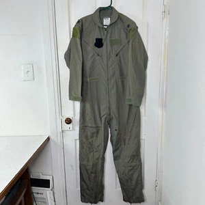USAF AIR FORCE FLYERS UNIFORM GREEN COVERALLS FLIGHT SUIT 40R 8415-01-043-8387 - Picture 1 of 4
