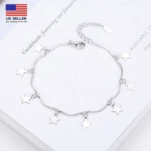 Damen Mädchen 925 Sterling Silber Armband exquisit schlicht Sterne Armbandkette 0137 - Bild 1 von 4