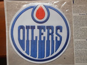 Colección de parches de la NHL 1984 Edmonton Oilers como nuevo en tarjeta Gretzky Messier - Imagen 1 de 3