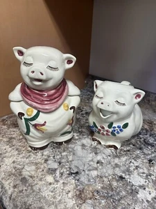 Vintage RARE HTF Tulip Shawnee  Pig Cookie Jar And Milk Pitcher MINT!! - Picture 1 of 9