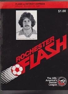 Programa de fútbol Rochester Flash ASL 14 de agosto 1981 Detroit Express Reno Alfieri - Imagen 1 de 1