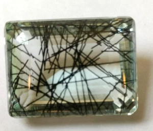78.45 Ct. Large Black Rutilated Quartz Emerald Cut Loose Gemstone @Women Gift - Picture 1 of 7