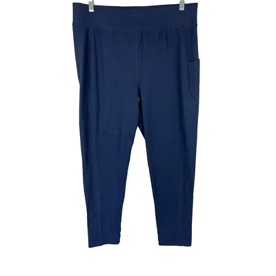 Denim & Co. Active Regular Duo Stretch Leggings with Side Pocket Navy Small Size - Image 1 of 2