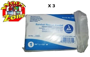 3 Pieces - Dynarex Survival Rescue Blanket - Lot Model Number 3537 - Brand New - Picture 1 of 9