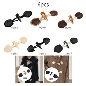 6Pcs Sew on Toggle Buttons Toggle Closures for Bags Knitwear Winter Coat Jackets - Picture 1 of 41