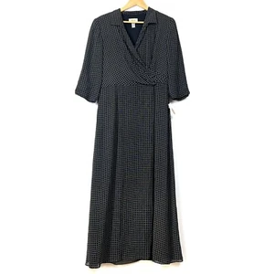 Neu mit Etikett Vintage Talbots Kleid schwarz Faux Wickel Plissee Kleid Gr. 10 Karriere Bürokleidung - Bild 1 von 11
