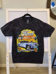 T-shirt graphique Ford Mustang homme petit/moyen noir délavé tie dye manches courtes - Photo 1/5