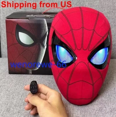 US!!! LED Red & Blue Spider-Man Mask No Way Home Moving Eyes Remote Control Ring - Image 1 of 4