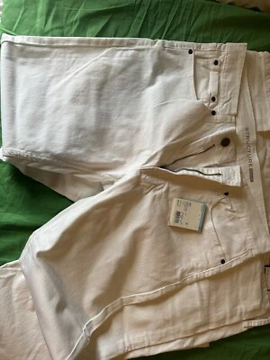 LOTE DE 2 Pantalones de mezclilla ajustados elásticos blancos estructura vintage para hombre talla 36 X 32 BNWT FS Foto 1 de 4