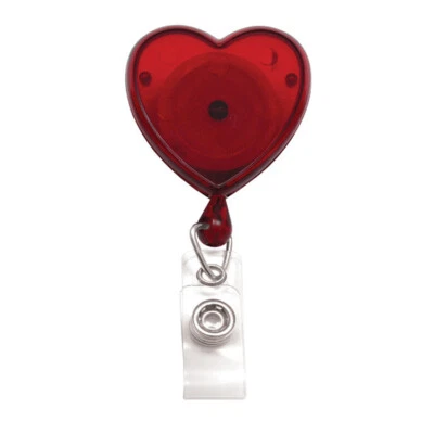 Retractable Heart Shaped Badge Reel with Alligator Clip for Nurses Specialist ID - Image 1 of 4