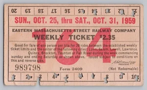 Antique 30s Middlesex and Boston Street Railway (M&B) Ticket Stub MBTA Train - Picture 1 of 2