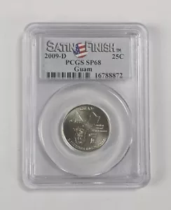 X Rare 25 Cents 2009 Guam PCGS Certified MS SP68 Quarter Satin Finish - Picture 1 of 4