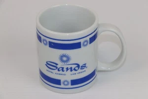 Sands Hotel Casino Las Vegas Nevada Kaffeebecher Tasse weiß blau 12 Unzen Vintage Logo - Bild 1 von 8