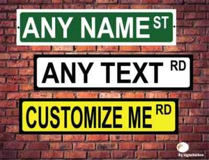 STREET SIGN, ANY TEXT, CUSTOM, PERSONALIZED, mini, 4" x18" full border - Picture 1 of 1