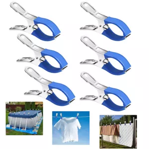 6X Large Stainless Steel Clothes Pegs Hanging Clip Pins Windproof Clamp Laundry - Picture 1 of 13