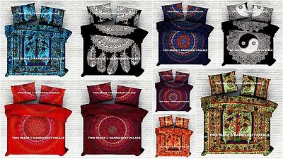 HANDMADE Indian Mandala Bedding Set Decorative Bed Sheet Queen Bohemian Tapestry Throw