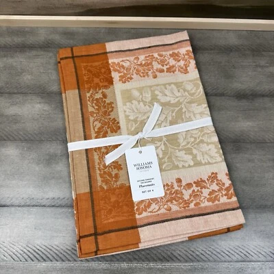 Williams Sonoma Acorn Harvest Jacquard Placemats Orange Multi Fall Set/4 NWT - Image 1 of 4