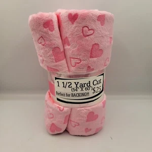 Shannon Minky Luxe Cuddle Pink Hearts 1 1/2yd NEW PLUS FREE PATTERN - Picture 1 of 4